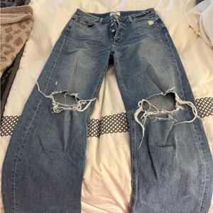 PAIGE Blue Distressed Boyfriend Jeans